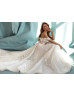 Off Shoulder Beaded Ivory Lace Tulle Floral Wedding Dress